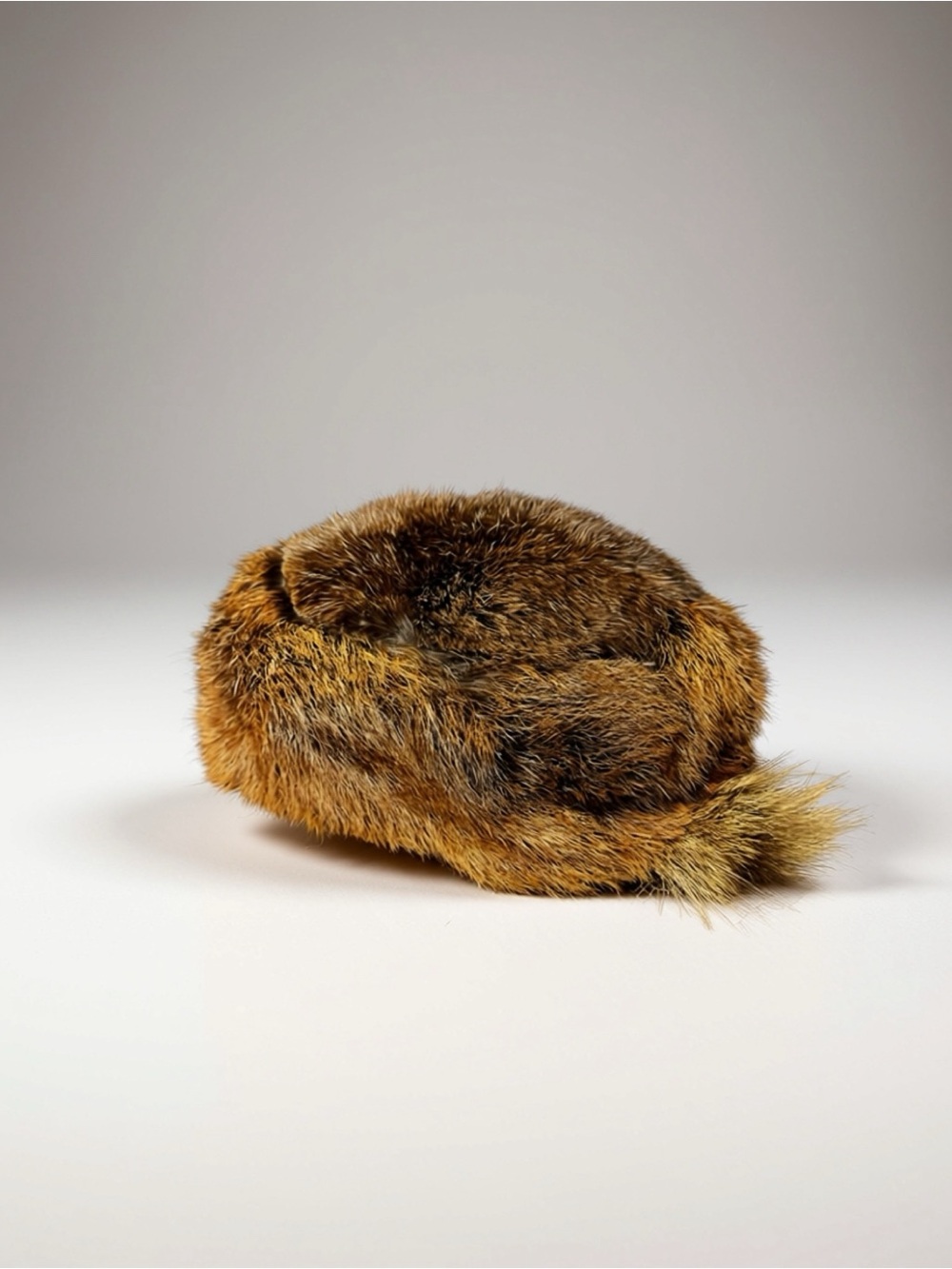 Rabbit Fur Russian-Style Hat in Brown - Women’s S / Youth L - 9x6